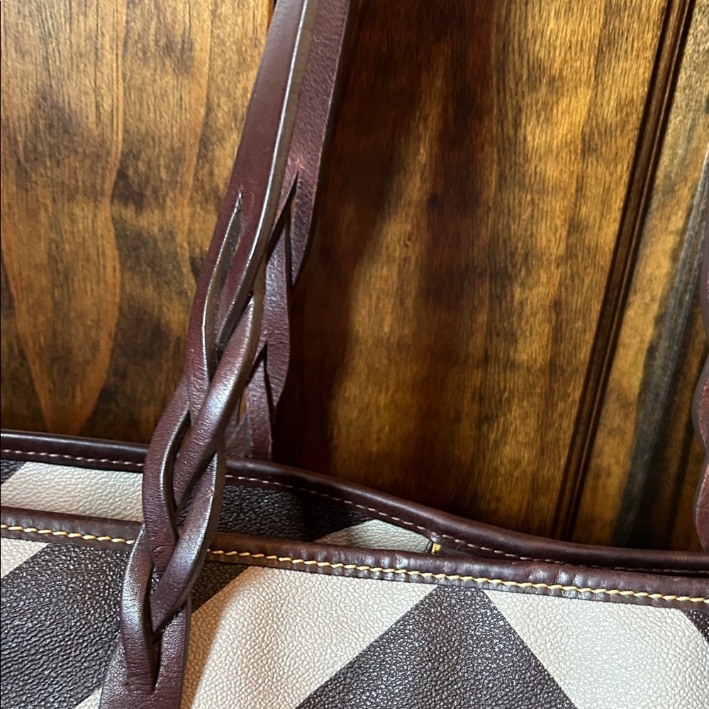 Dooney & Bourke Tan and Brown Chevron Tote - Picture 5 of 15